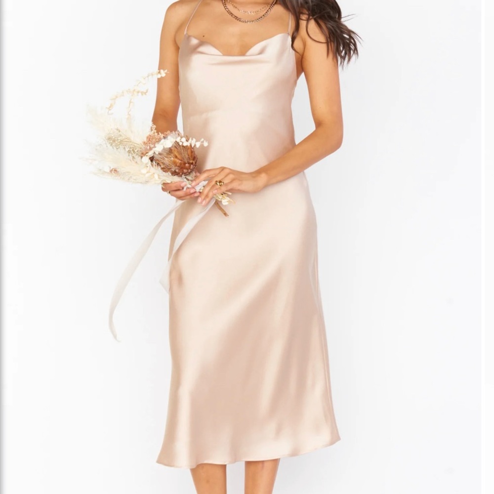 Show Me Your MuMu Verona Cowl Dress  in Champagne Luxe Satin